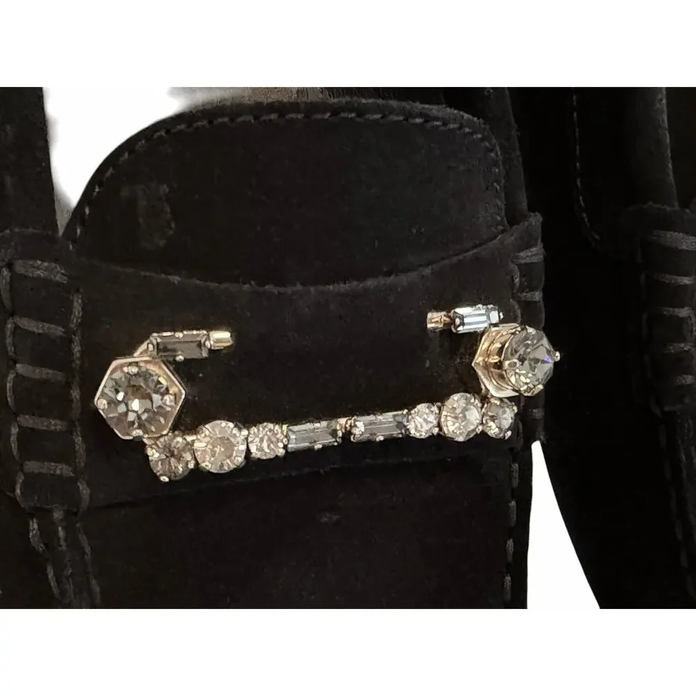 Tod's Women's Balck  Suede Rhinestone Driving Shoes sz 40/ 9 - Picture 5 of 9